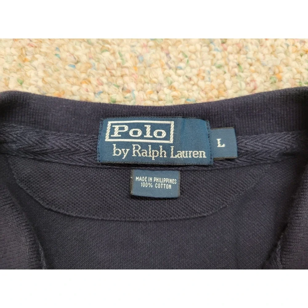 Ralph Lauren Polo Shirt Mens Large‎ Blue Bleecker Crest Equestrian Pony Rugby